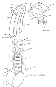 Discharge Chute Diagram and Parts List for 629119X31A 2004 Briggs and Stratton Snow Blower